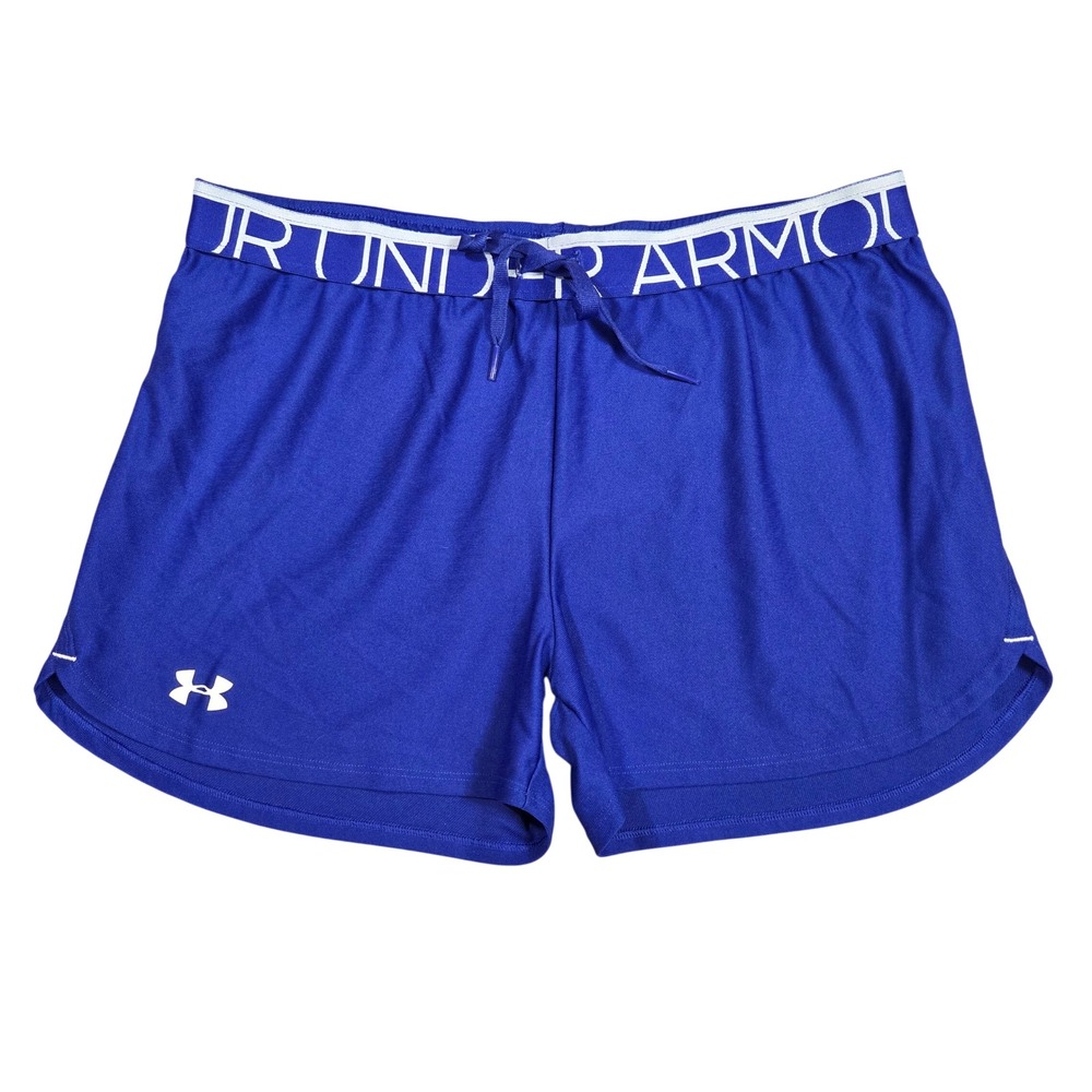 Under Armour HeatGear Womens Royal Blue Athletic Shorts Large Semi-Fitted
